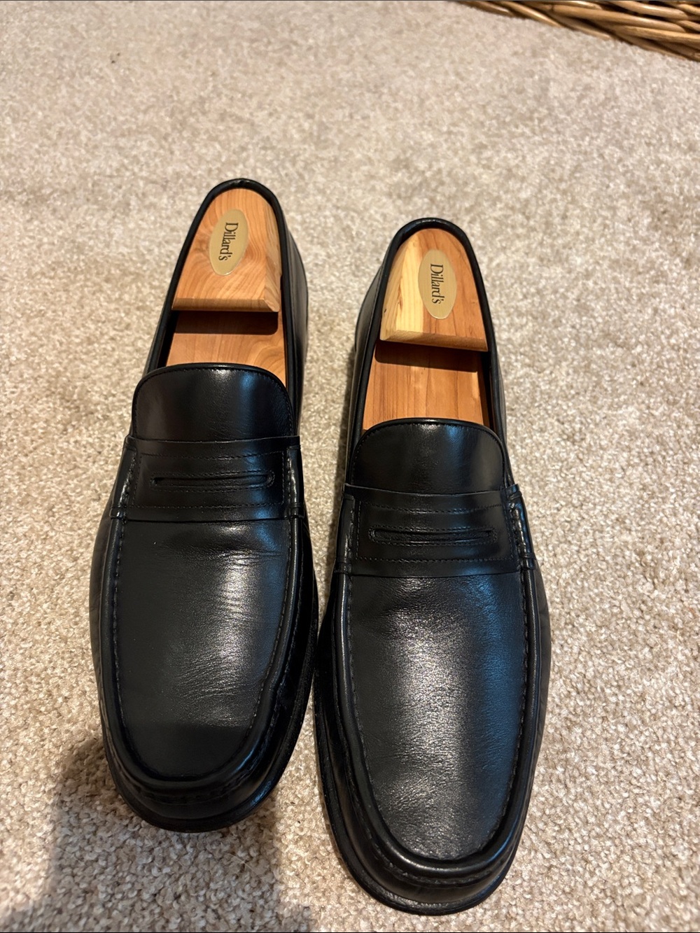 Salvatore Ferragamo Black Leather Penny Loafers